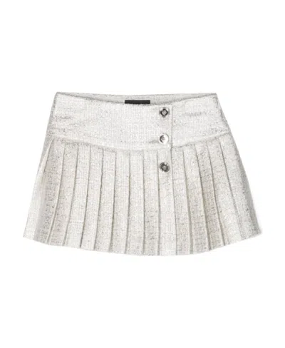 Versace Pleated Tweed Miniskirt In White