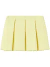 Versace Pleated Wool Mini Skirt In Yellow