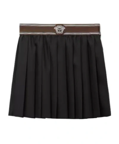 Versace Pleated Wool-mohair Mini Skirt In Black