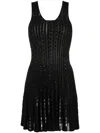 Versace Plisse Knit Mini Dress With Embroidered Studs In Black