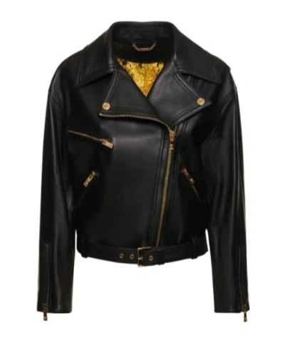 Versace Plong É Locomotive Leather Jacket