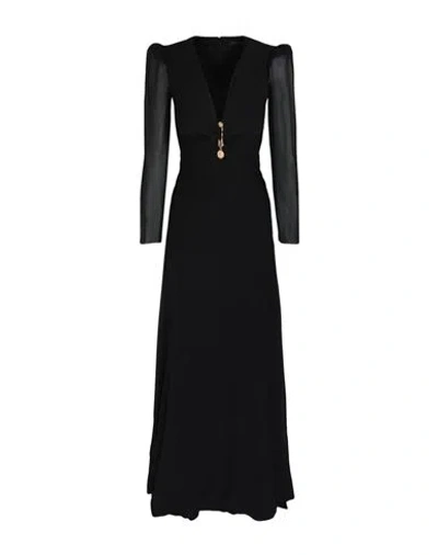 Versace Plunging Neck Maxi Dress In Black