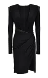 Versace Plunging Stretch-crepe Jersey Cocktail Dress In Black