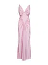 Versace Plunging V-neck Diamond-pleated Viscose Evening Dress In Pink