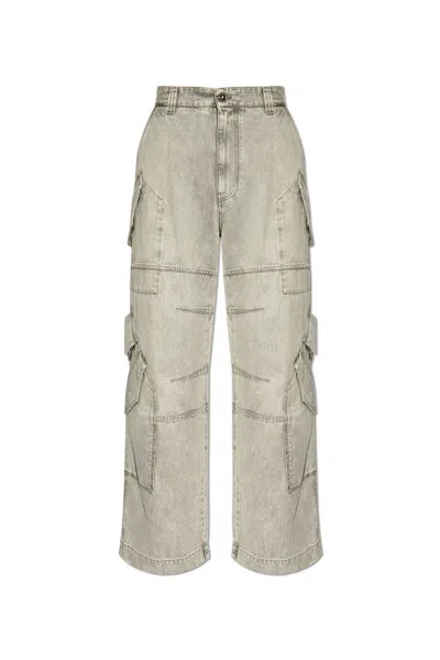 Versace Pocket-detailed Cargo Jeans In Grey