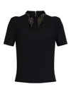 Versace Pointed Collar Black Shirt With Gold And Silver Embellishments In Black