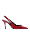 Versace Leather Gianni Ribbon Heeled Slingbacks 85 In Red