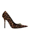 Versace 120mm Gianni Ribbon Leopard Pumps In Black
