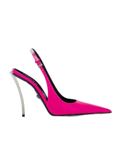 Versace Pointed Shoes With Exposed Heels In Pink