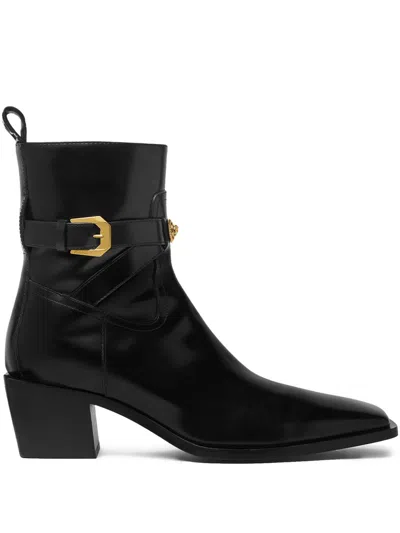 Versace Pointed Toe Boots In Black