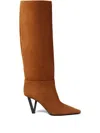 Versace Pointed-toe Knee-high Boots In Brown