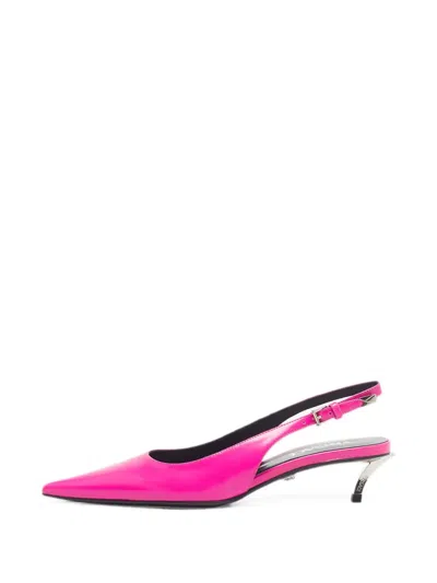 Pre-owned Versace Pointed-toe Slingback Pumps In Pink