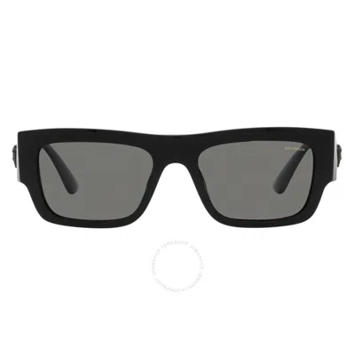 Versace Polarized Dark Gray Rectangular Men's Sunglasses Ve4416u Gb1/81 53 In Black