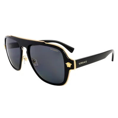 Versace Polarized Gray Navigator Men's Sunglasses Ve2199 100281 56 In Grey
