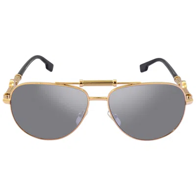 Versace Polarized Grey Mirror Silver Pilot Unisex Sunglasses Ve2236 1002z3 59 In Grey/silver Tone
