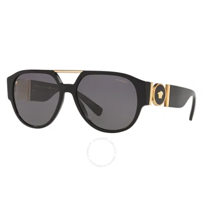 Versace Polarized Grey Pilot Men's Sunglasses Ve4371 Gb1/81 58 In Neutral