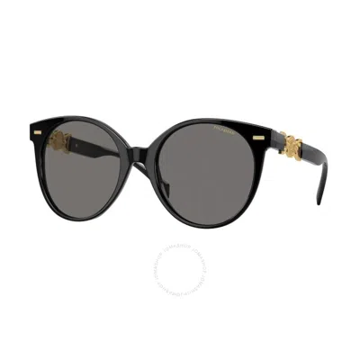 Versace Polarized Grey Round Ladies Sunglasses Ve4442 Gb1/81 55 In Black