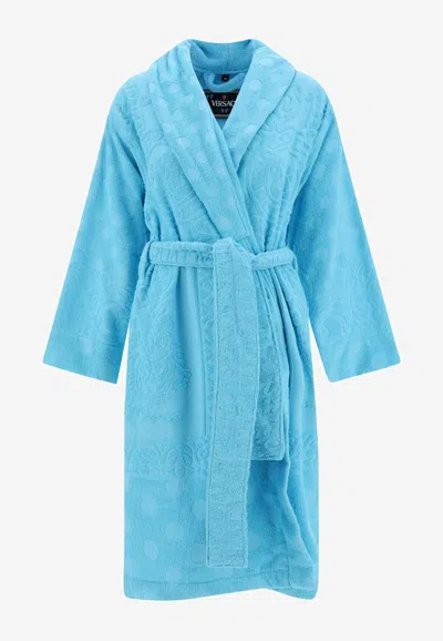 Versace Polka Dot Bathrobe In Blue