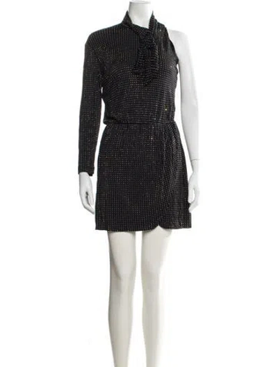 Pre-owned Versace Polka Dot Print Mini Dress In Black