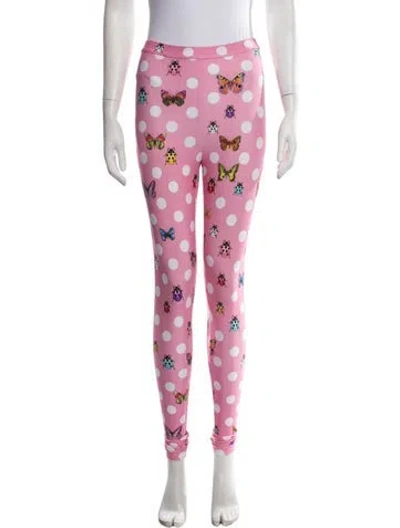 Pre-owned Versace Polka Dot Print Skinny Leg Pants W/ Tags In Pink