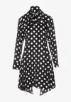 Versace Polka Dot Sleeved Midi Dress In Black