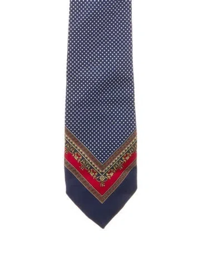 Pre-owned Versace Polka Dot Tie In Blue