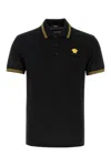 Versace Black Polo Shirt With Classic Collar And Medusa Embroidery On The Front