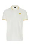 Versace White Polo Shirt With Classic Collar And Medusa Embroidery On The Front In White