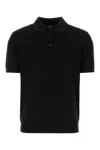 Versace Black Silk Blend Polo Shirt In Black