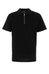 Versace Black Piquet Polo Shirt In Black