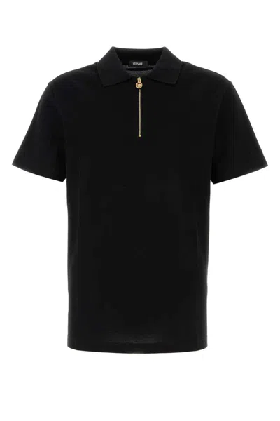 Versace Black Piquet Polo Shirt