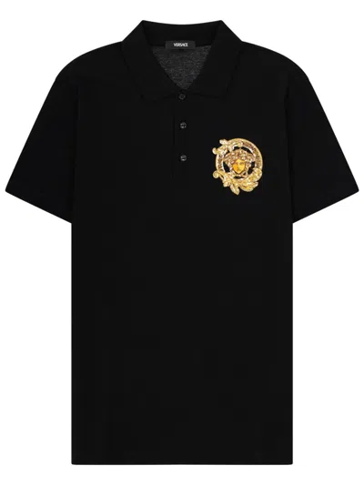Versace Classic Polo Shirt For Men In Black