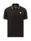 Versace Medusa Head-embroidered Cotton Polo Shirt In Black