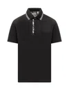 Versace Black Logo-embroidered Polo Shirt In Black