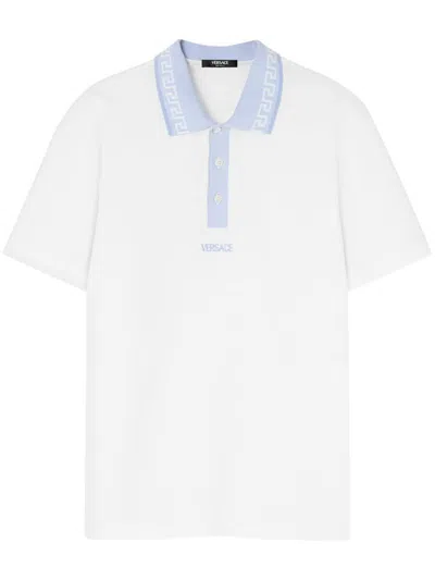 VERSACE VERSACE POLO PIQUET FABRIC AND EMBROIDERY CLOTHING
