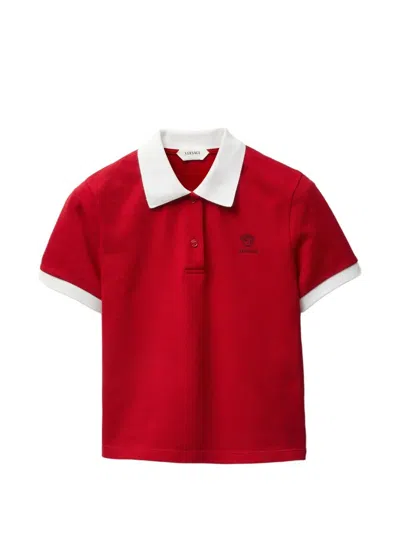 Versace Cotton Piquet Polo Shirt In Red