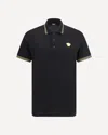 Versace Black Polo Shirt With Classic Collar And Medusa Embroidery