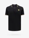 Versace Black Polo Shirt With Classic Collar And Medusa Embroidery On The Front In Black
