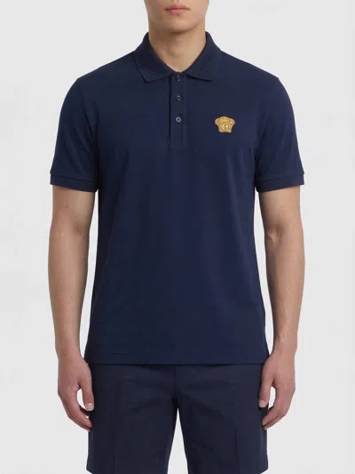 Versace Polo Shirt Men  In Blue