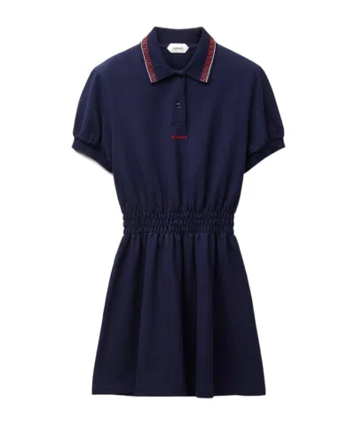 Versace Greca-border Polo Dress In Blue