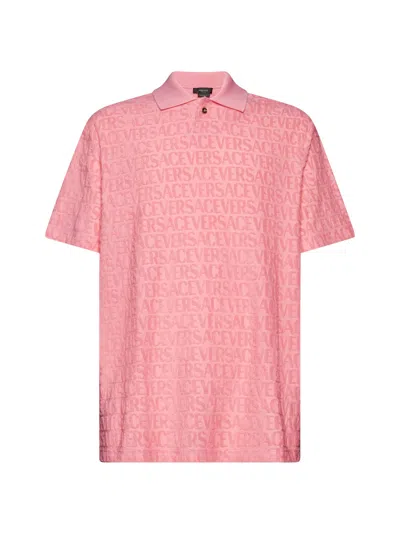 Versace Polo Shirt In Pastel Pink