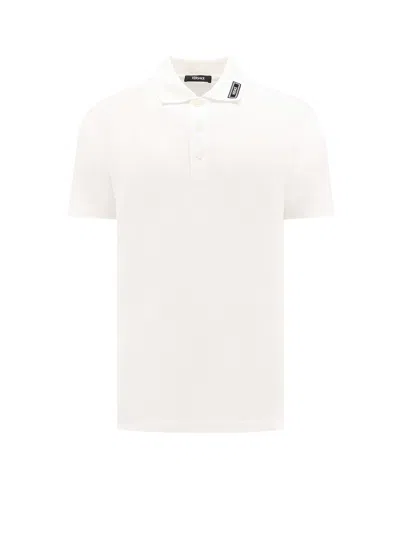 Versace White Polo Shirt With Medusa Detail On The Collar