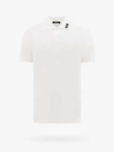 Versace 90s Vintage Logo Polo Shirt In White