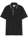 Versace Black Logo-embroidered Polo Shirt In Black
