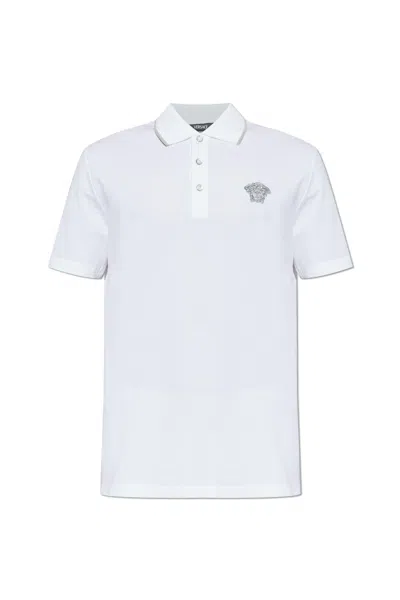 Versace Polo With Medusa Head In White