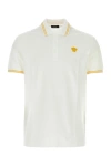 Versace White Polo Shirt With Classic Collar And Medusa Embroidery On The Front In White