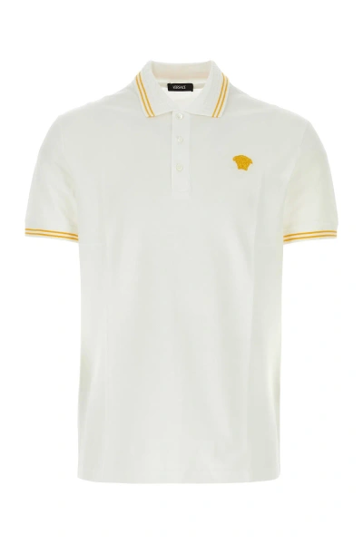 VERSACE VERSACE WHITE PIQUET POLO SHIRT