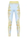 Versace Light Blue Baroque Pattern Work-out Leggings In Blue