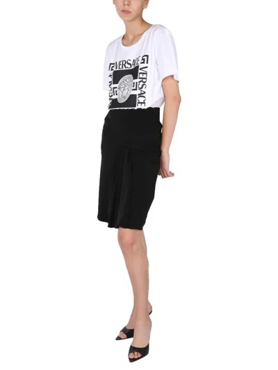 Versace Polyester Midi Skirt In Black
