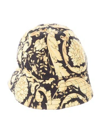 Pre-owned Versace Polyester Patterned Bucket Hat In Yellow